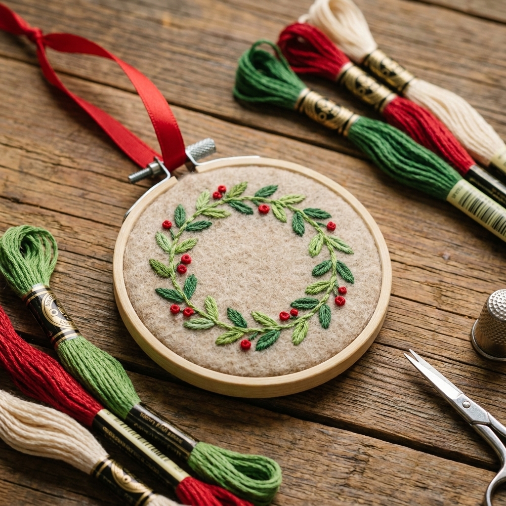 DIY Embroidered Holiday Ornaments